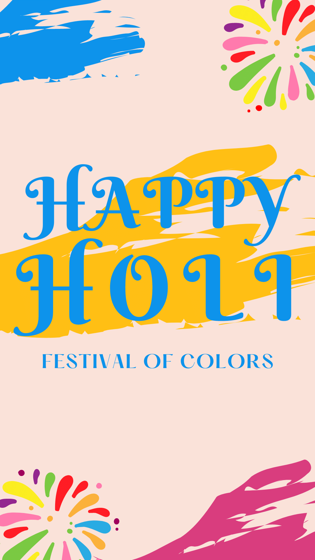 Happy Holi Festivals with Yellow background and Blue upper layer