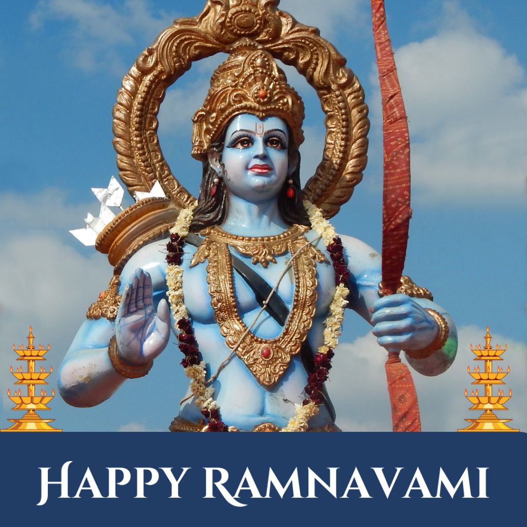 Lord Rama with Happy Ram Navami Beautiful sculpture of Shree Ram